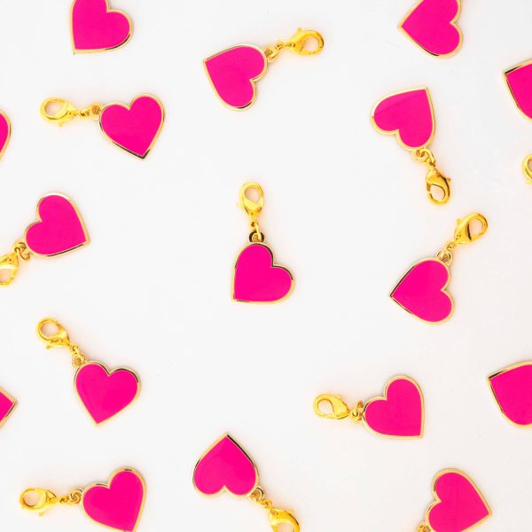 Sarah Hearts - Pink Heart Zipper Charm - ZC04 Online now