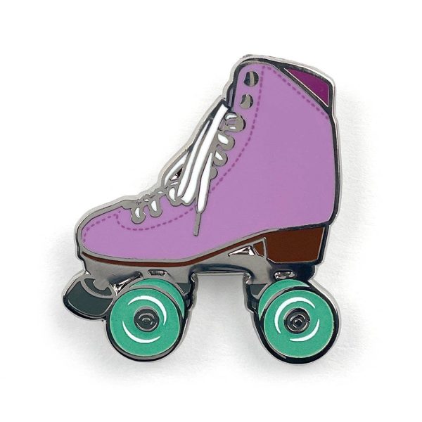 Amethyst roller skate pin with glow in the dark wheels For Discount