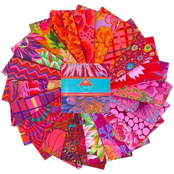 Kaffe Classics Plus (Ruby) - 5-Inch Charm Pack, 42 pieces - by Kaffe Fassett Collective For Sale