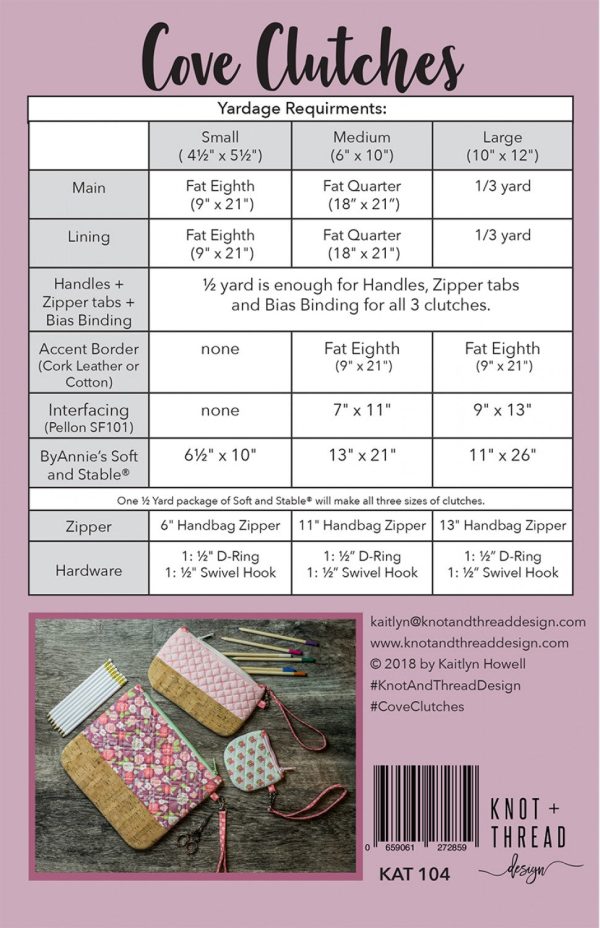 Cove Clutches - Bag Tote Pattern - Knot and Thread - KAT 104 - Printed Pattern on Sale - Image 2