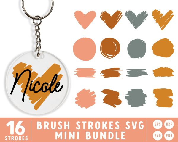 Brush Stroke SVG Mini Bundle for Keychain Fashion