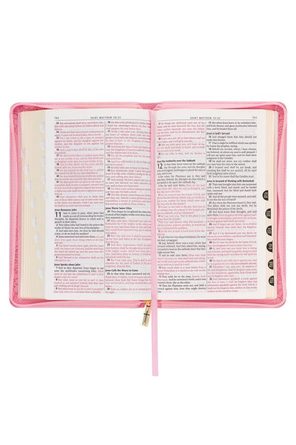 Blossom Pink Faux Leather Zippered KJV Deluxe Gift Bible with Thumb Index Discount - Image 2