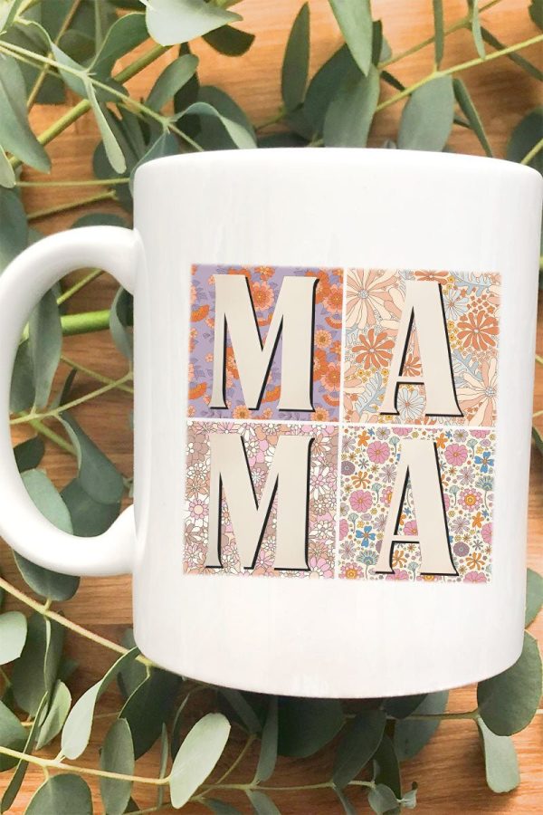 Patchwork Floral Mama White Mug on Sale