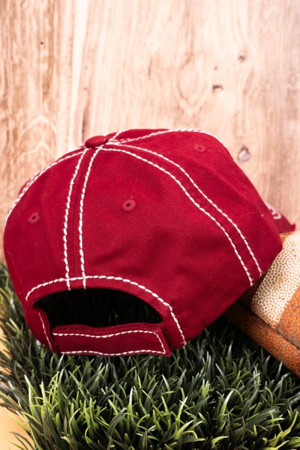 Distressed Crimson  Football Love  Cap Fashion - Image 2