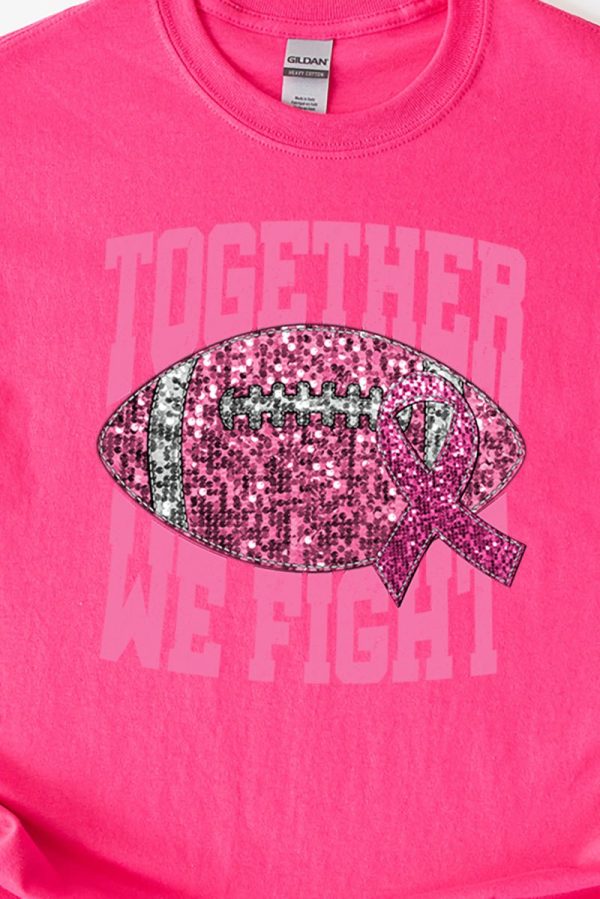 Football Together We Fight Pink Ribbon Short Sleeve Relaxed Fit T-Shirt Online - Image 2