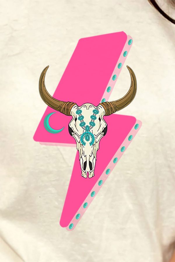 Steer Lightning Bolt Combed Cotton T-Shirt For Discount - Image 2
