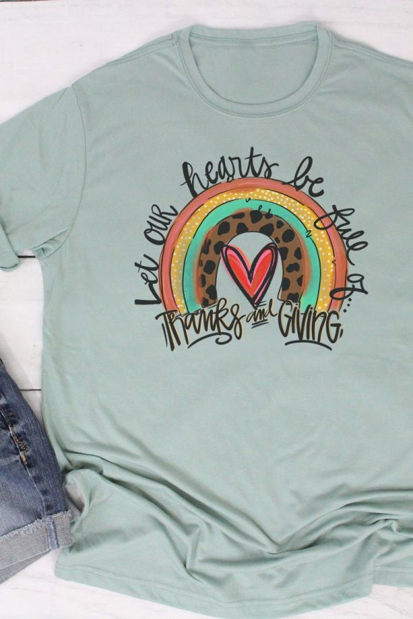 Thanks And Giving Rainbow Poly Cotton Tee Hot on Sale
