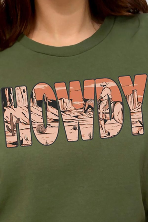 Cowboy Sunset Howdy Combed Cotton T-Shirt Supply - Image 2