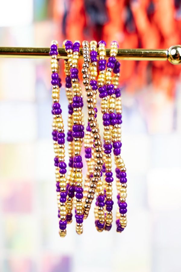 30% OFF! Our Team Purple and Gold Seed Bead Bracelet Set Fashion