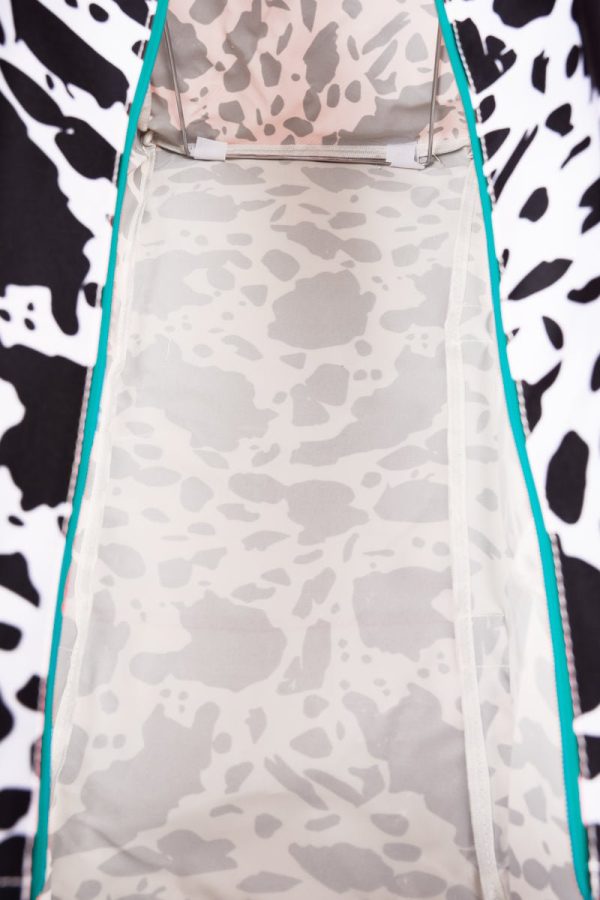NGIL Deja Moo with Turquoise Trim Collapsible Double Haul-It-All Basket with Mesh Pockets and Lid Sale - Image 4