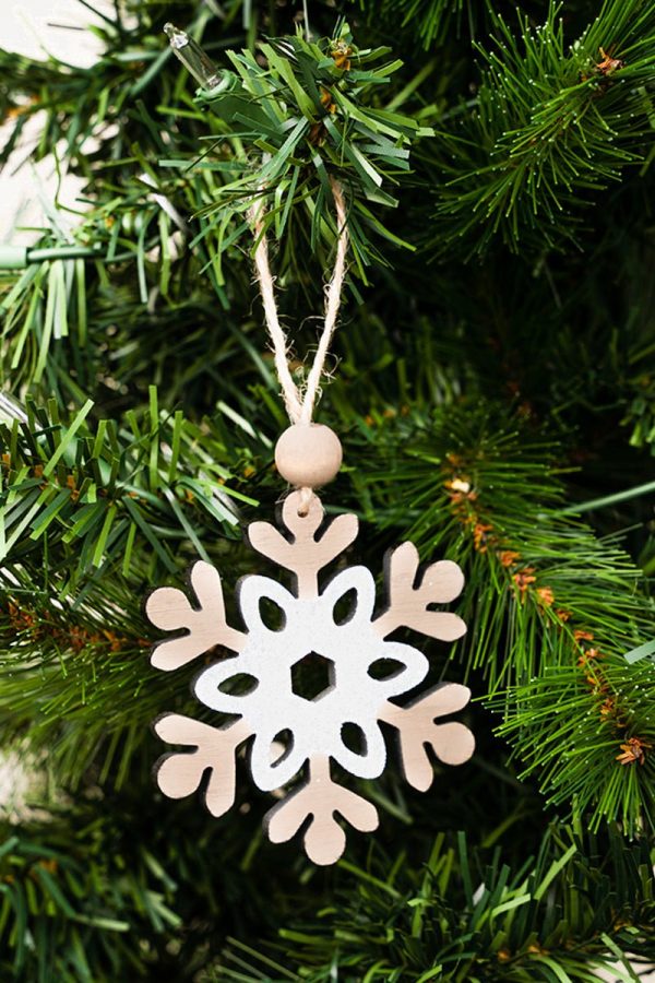 4 x 3 Naughty But Ice Glittering Snowflake Wood Ornament Sale