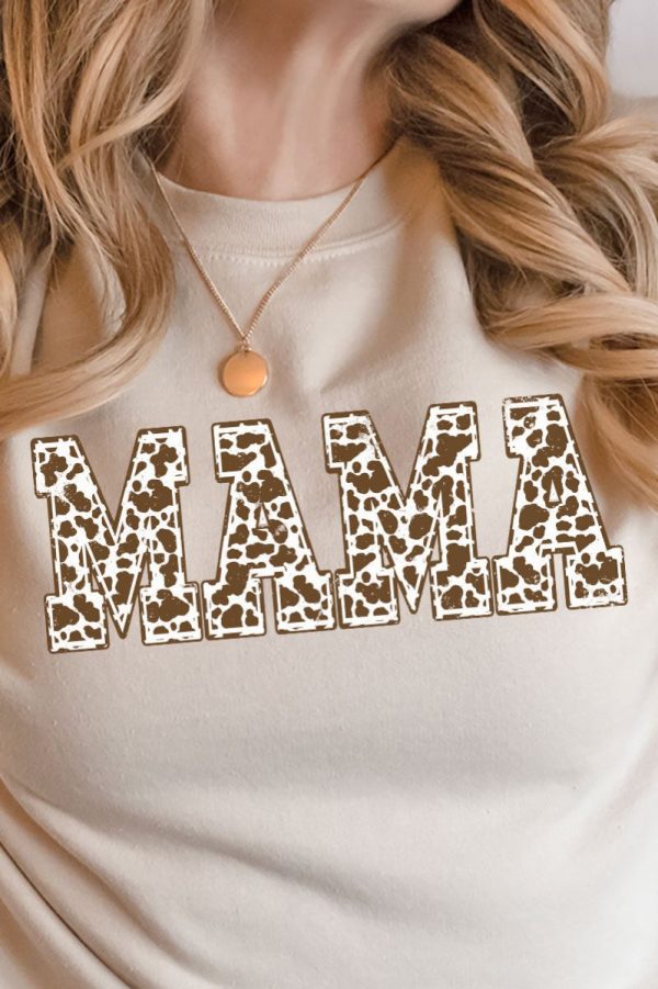 Distressed Brown Cow Mama Heavy-weight Crew Sweatshirt on Sale - Image 2