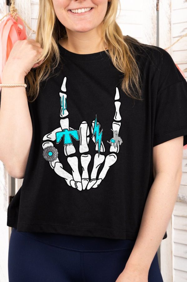 Rockin  Turquoise Women s Soft-Tek Blend Crop T-Shirt For Discount