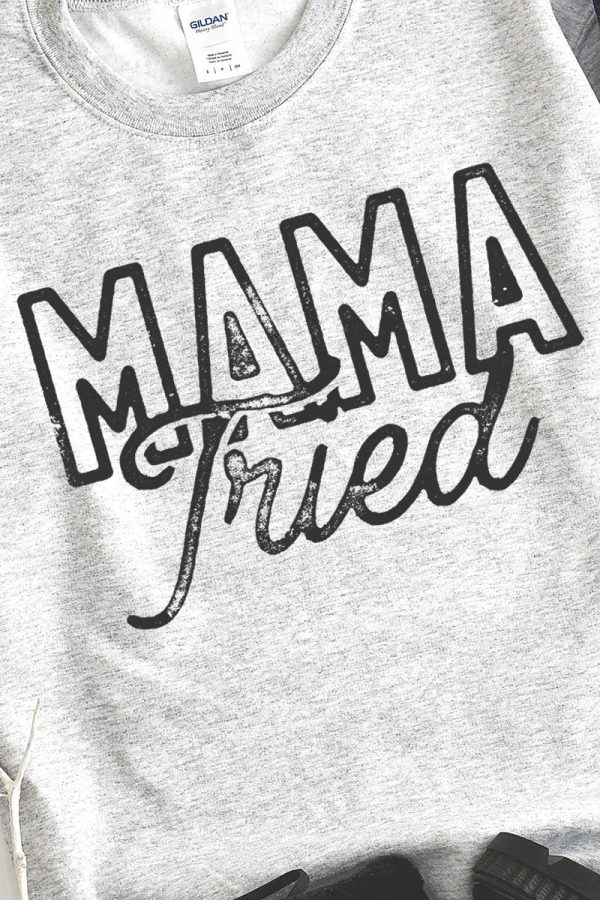 Distressed Mama Tried Heavy-weight Crew Sweatshirt For Sale - Image 2