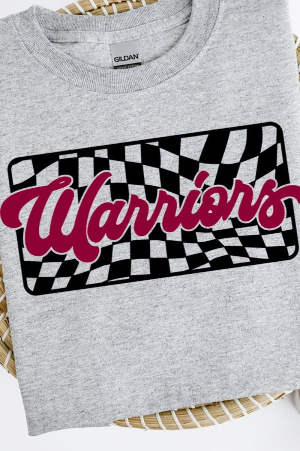 Checkered Warriors Maroon Sleeve Relaxed Fit T-Shirt For Discount - Image 2