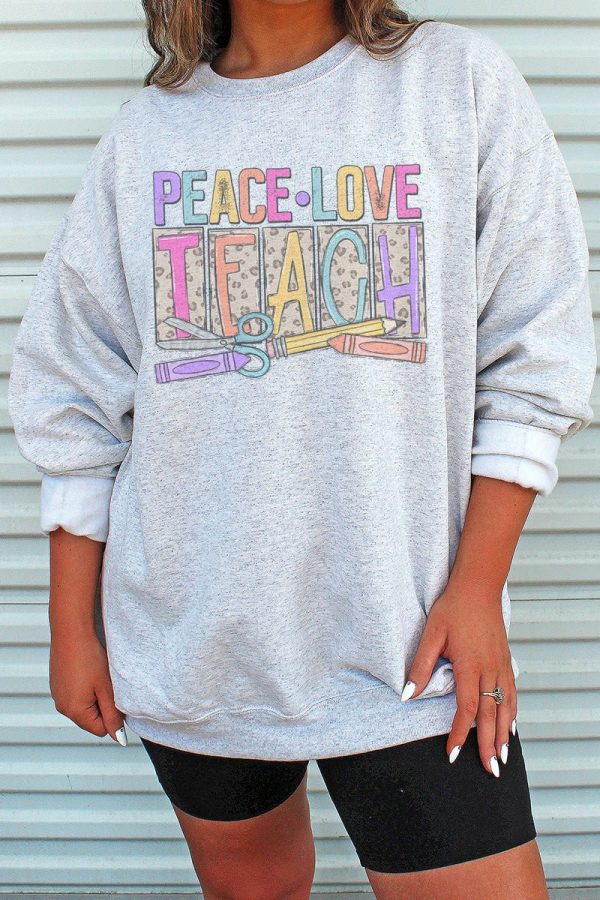 Leopard Peace Love Teach Unisex NuBlend Crew Sweatshirt Online