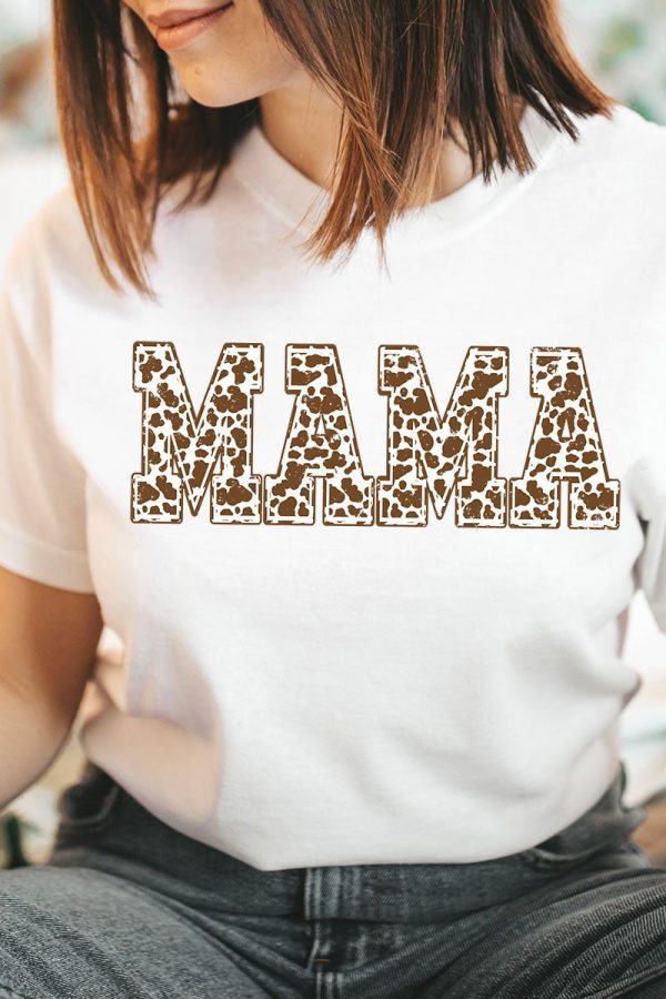 Distressed Brown Cow Mama Short Sleeve Relaxed Fit T-Shirt For Cheap